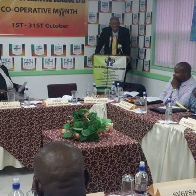 President of CCCU Mr. Aaron Moses delivering breif remarks at the morning's proceedings