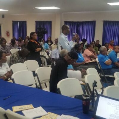 Bro. Cecil Jackson Registrar of Co-operatives makes a contribution to the morning's dicussion