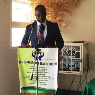 Mr. Denis Felix – Manager Non Bank Credit Institutions and Money Services Supervision Department, GARFIN, addressing the audience