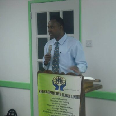 Mr. Gary Mathias - Representative, Credit Union Supervision Unit, SVG Fianancial Services Authority (FSA), addressing the audience