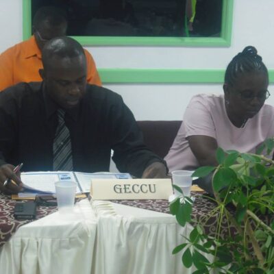 Representative of the General Employees Co-operative Credit Union Ltd, L-R - Bro. Harold Lewis - Secretary and Sis. Cecelia Williams - Director.