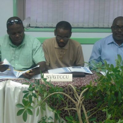Represetatives of the SVG Teachers Co-operative Credit Union Ltd, L-R - Bro. Byron Wilson - Treasurer, Bro. Philbert John - Member Education Committee and Bro.