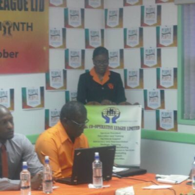 Sis. Angela Patrick-Bertrand - Manager, SVG Co-operative League delivering the opening remarks.