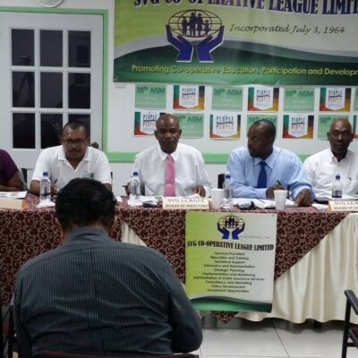 Head Table - SVG Co-operative League Ltd Board of Directors, L-R - Bro. Colin John – Director, Sis. Susan Clarke - Director, Bro. Collin May - Treasurer, Bro. Kelvin Pompey - President, Bro. Harold Lewis - Directo